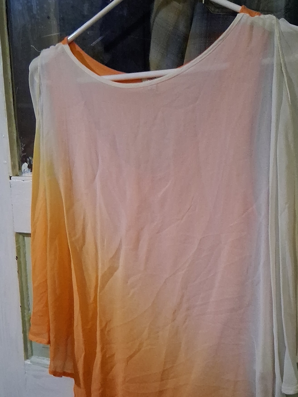 Reba Sheer Ombre Orange to Cream Tunic Top